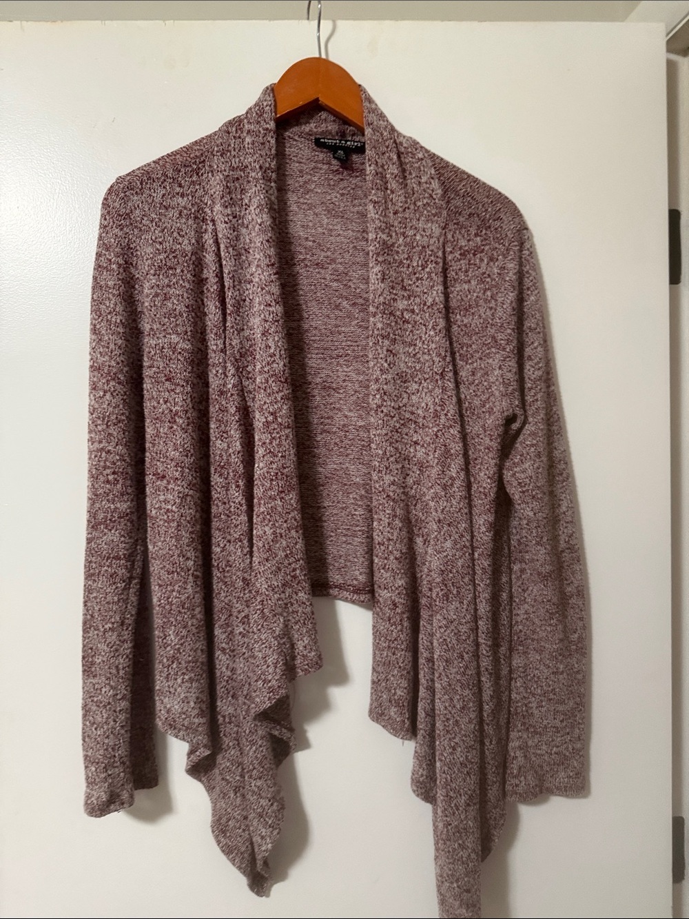 About A Girl Heathered Mauve Open-Front Draped Cardigan